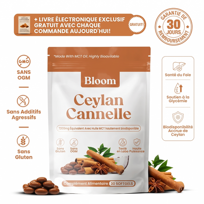 Cannelle de Ceylan – équivalent de 7 200 mg, avec huile TCM