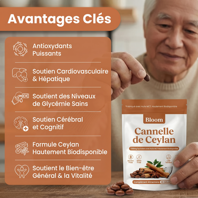 Cannelle de Ceylan – équivalent de 7 200 mg, avec huile TCM