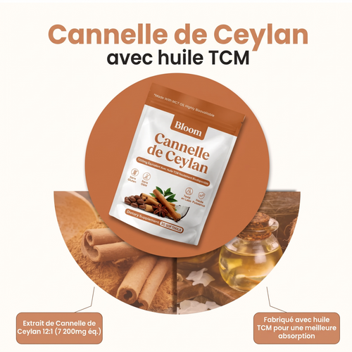 Cannelle de Ceylan – équivalent de 7 200 mg, avec huile TCM