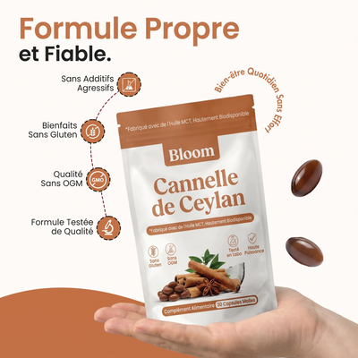 Cannelle de Ceylan – équivalent de 7 200 mg, avec huile TCM